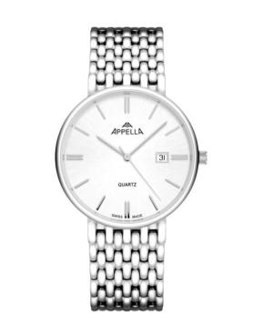 Men Classic Analog Swiss Quartz Watch APPELLA Silver Dial 37.5mm L12007.5113Q