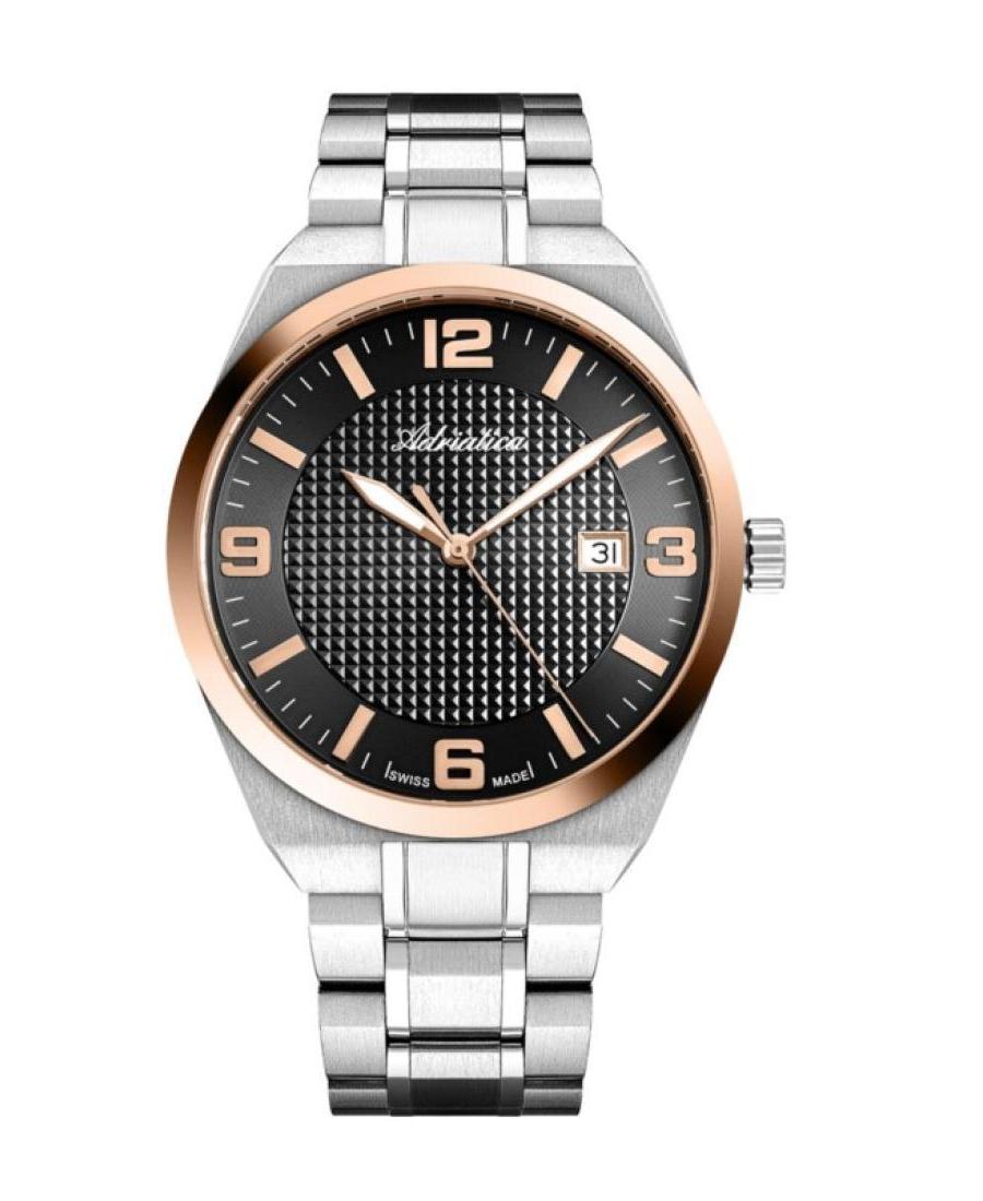 Men Classic Analog Klassisch Swiss Quartz Watch ADRIATICA Schwarz Dial 42mm A8343.R156Q