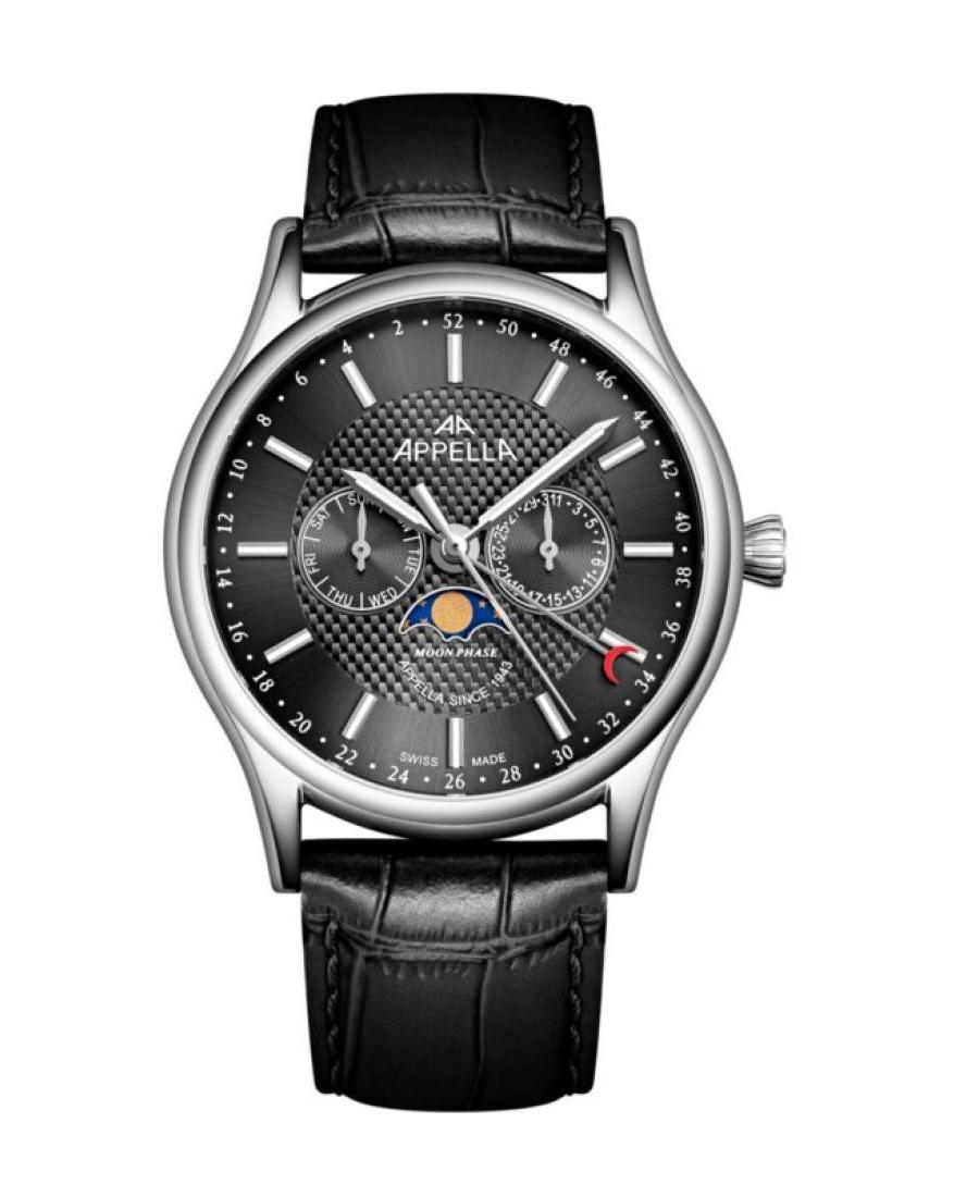 Men Classic Analog Swiss Quartz Watch APPELLA Black Dial 42mm L70013.5216QF