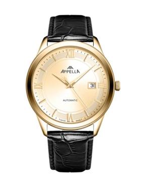 Men Classic Analog Swiss Automatic Watch APPELLA Gold color Dial 42mm L70014.1261A