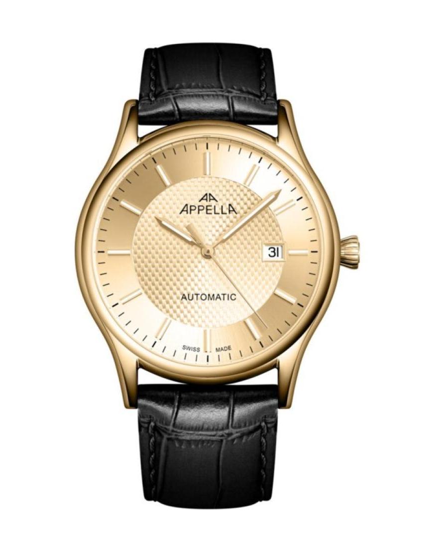 Men Classic Analog Swiss Automatic Watch APPELLA Gold color Dial 42mm L70013.1211A