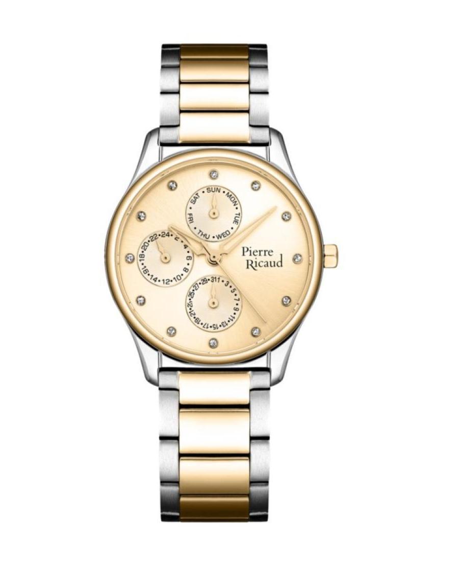 Women Classic Analog Watch PIERRE RICAUD Gold color Dial 32.1mm P21057.2141QF
