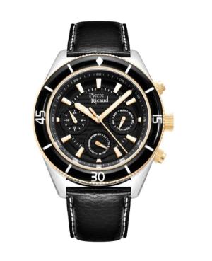 Мужские Классические Аналоговые Кварцевые Часы PIERRE RICAUD Черный Циферблат 42mm P97248.X214QF