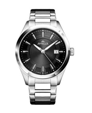 Men Classic Analog Swiss Quartz Watch APPELLA Schwarz Dial 42mm L70016.5114Q