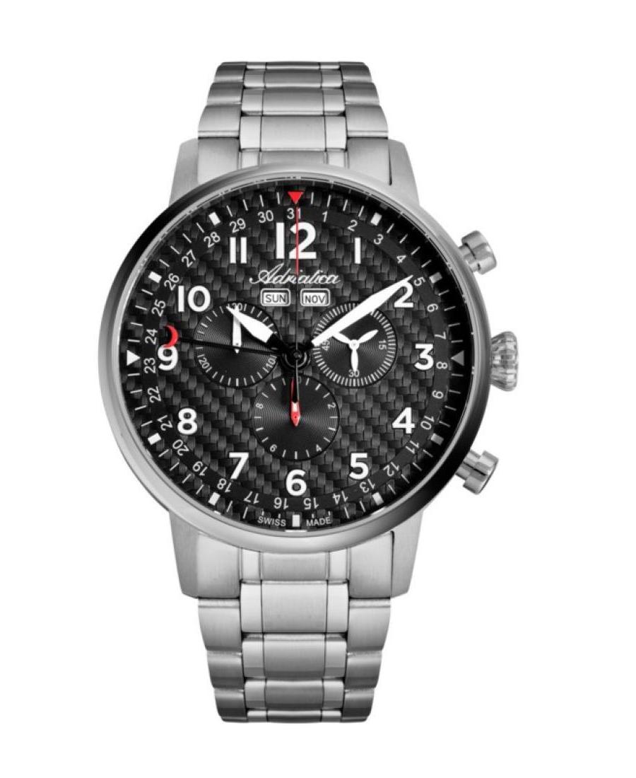 Mężczyźni Classic Analog Szwajcar Zegarek Chronograf ADRIATICA Czarny Wybierz A8308.4126CH