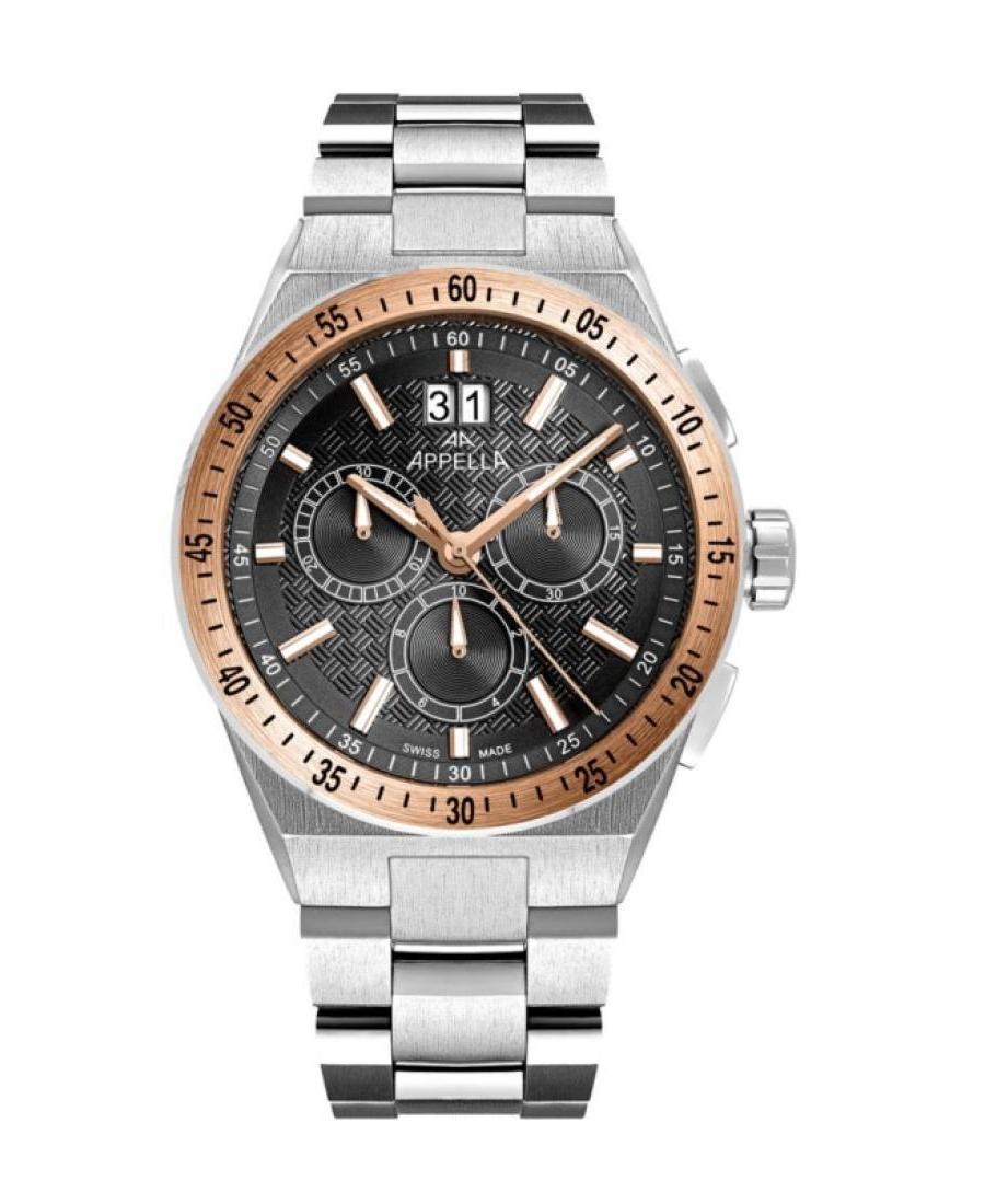 Men Classic Analog Swiss Quartz Watch Chronograph APPELLA Schwarz Dial 41mm L70015.R116CH