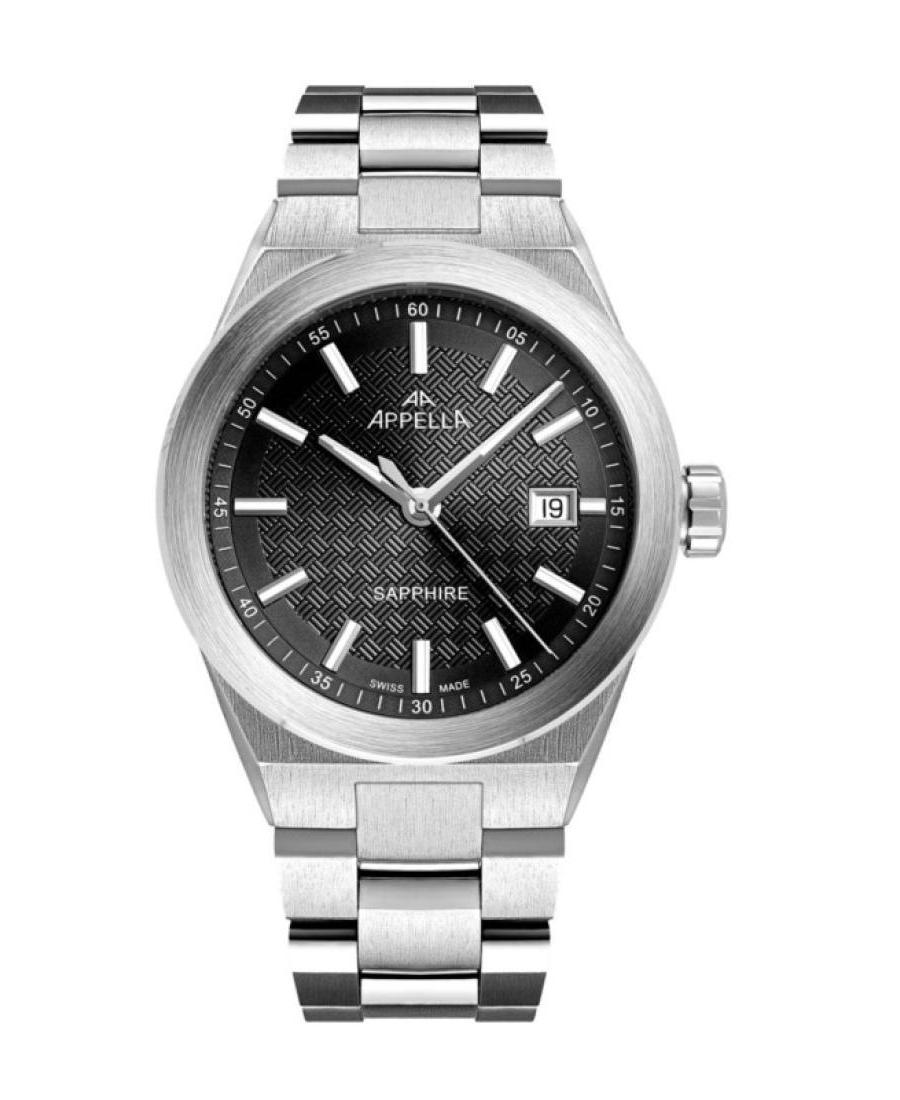 Men Classic Analog Swiss Quartz Watch APPELLA Black Dial 41mm L70015.5116Q