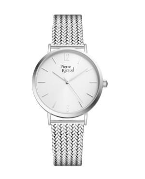 Women Classic Analog Quartz Watch PIERRE RICAUD Silver Dial 34mm P22025.5153Q