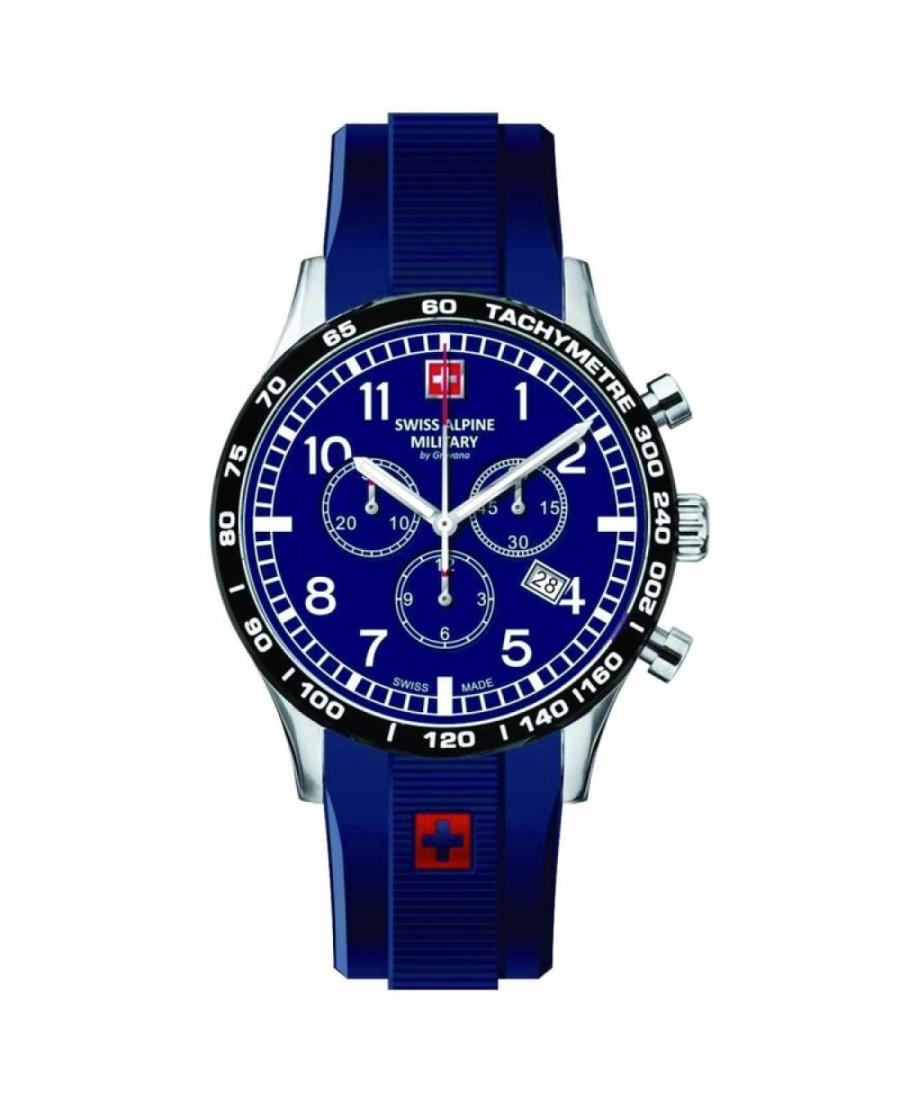 Vyriškas Sportinis Kvarcinis Rodyklinis Watch Chronograph SWISS ALPINE MILITARY 1746.9835SAM Mėlyna Dial
