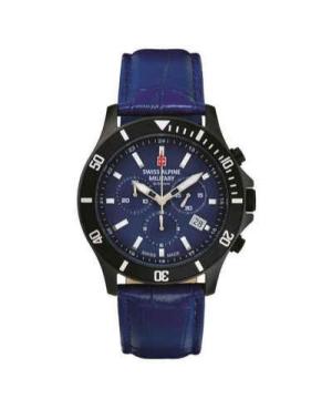 Men Quartz Analog Watch Chronograph SWISS ALPINE MILITARY 7022.9575SAM Modrá Dial