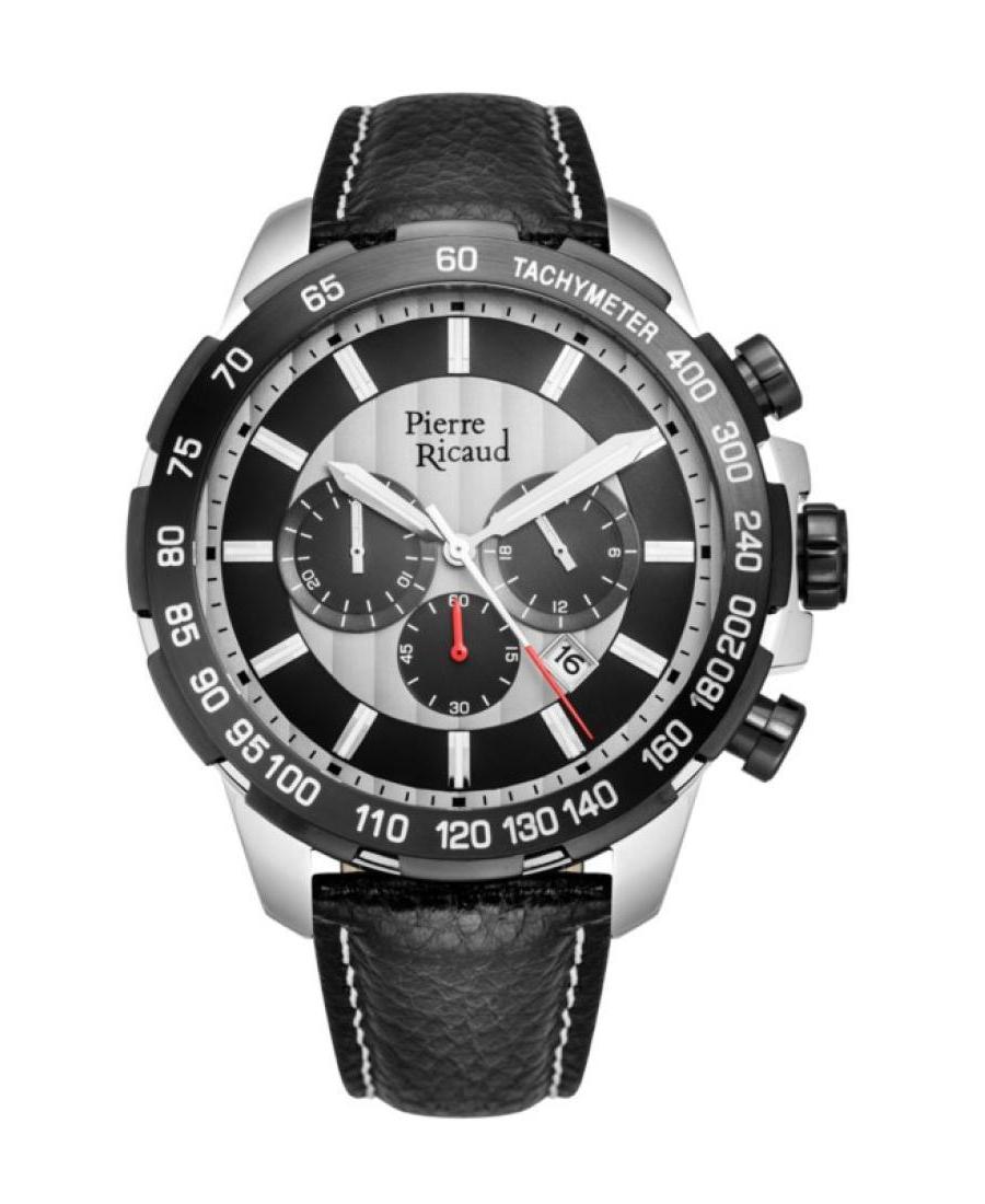 Men Classic Analog Quartz Watch Chronograph PIERRE RICAUD Silver color Dial 48mm P97236.Y217CH