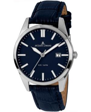 Men Klasické Quartz Analog Watch JACQUES LEMANS 1-2002F Modrá Dial 40mm