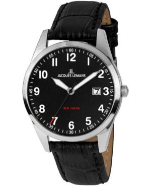 Men Classic Quartz Analog Watch JACQUES LEMANS 1-2002A Black Dial 40mm