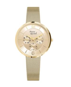 Women Classic Analog Quartz Watch PIERRE RICAUD Gold color Dial 38mm P22023.1151QF