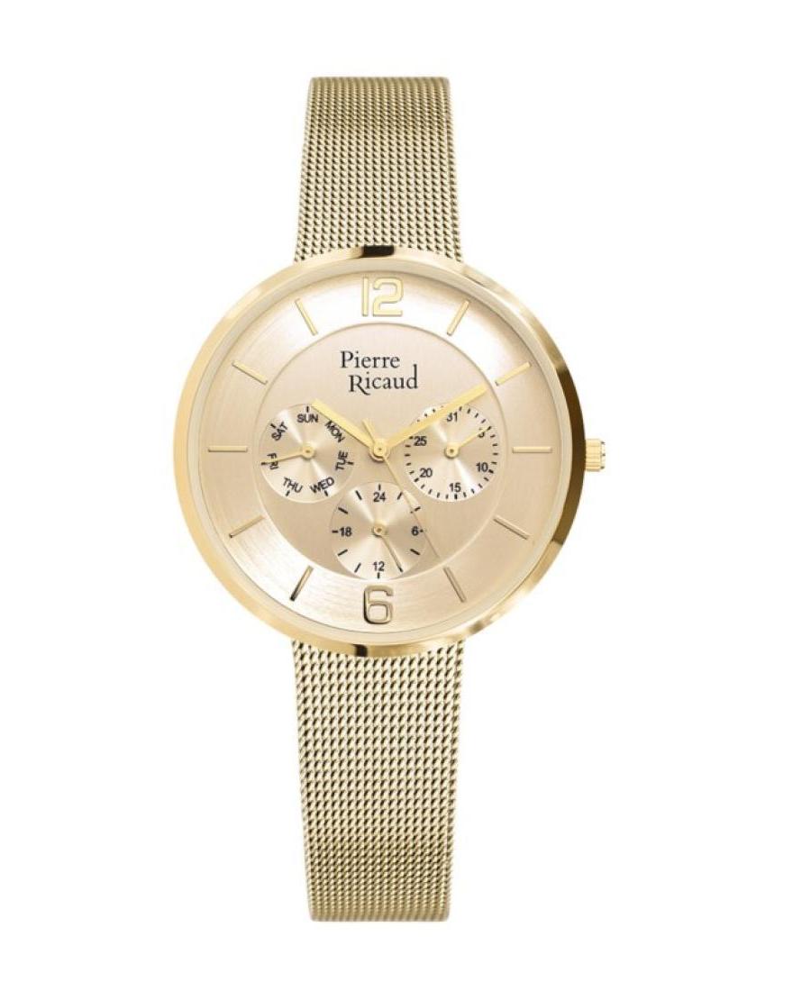 Women Classic Analog Quartz Watch PIERRE RICAUD Gold color Dial 38mm P22023.1151QF