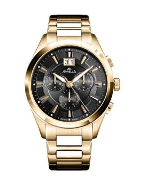Men Classic Analog Swiss Quartz Watch Chronograph APPELLA Černá Dial 42mm L70016.1116CH