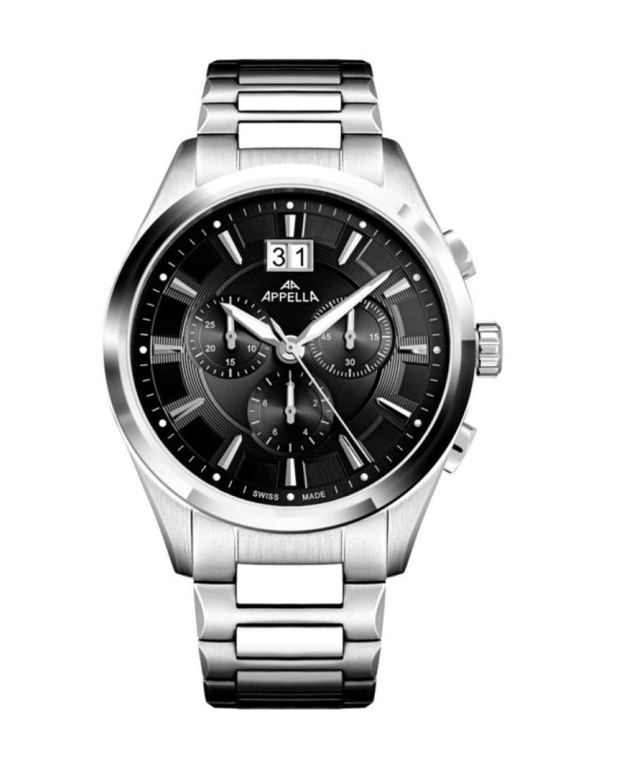 Vyriškas Classic Analog Swiss Kvarcinis Watch Chronograph APPELLA Juodas Dial 42mm L70016.5114CH