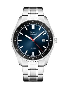 Мужские Классические Аналоговые Кварцевые Часы PIERRE RICAUD Синий Циферблат 42mm P6052.Y115Q