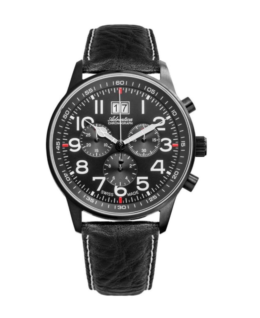 Men Classic Analog Swiss Quartz Watch Chronograph ADRIATICA Černá Dial 43mm A1076.B224CH