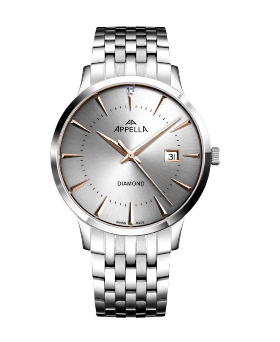 Men Classic Analog Swiss Quartz Watch APPELLA Silver color Dial 40mm L12003.51R7DQ