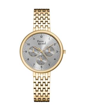 Women Classic Analog Quartz Watch PIERRE RICAUD Gold color Dial 36mm P22089.1127QF