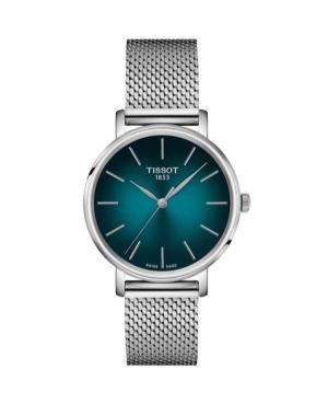 Women Classic Swiss Quartz Analog Watch TISSOT T143.210.11.091.00 Green Dial 34mm