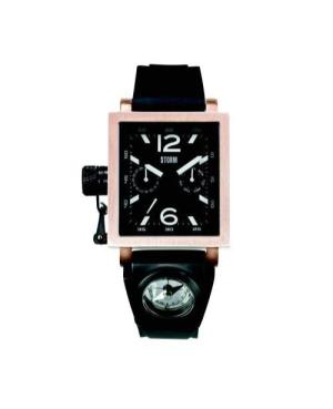 Men Quartz Analog Watch STORM TERRAIN Square Gold/Black Schwarz Dial