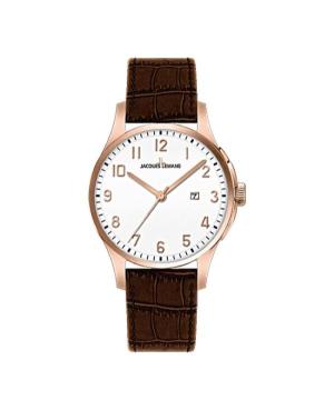 Men Quartz Analog Watch JACQUES LEMANS 1-1549C White Dial 42mm