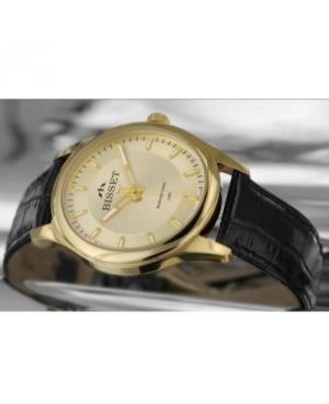 Men Klassisch Swiss Quartz Analog Watch BISSET BSCD57GIGX05BX Gold color Dial 40mm
