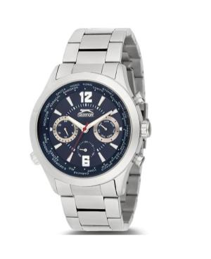 Men Fashion Quartz Analog Watch SLAZENGER SL.9.1055.2.01 Blau Dial 45mm