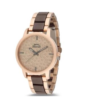 Женские Fashion Кварцевые Аналоговый Часы SLAZENGER SL.9.1239.3.01 Коричневый Циферблат 38mm