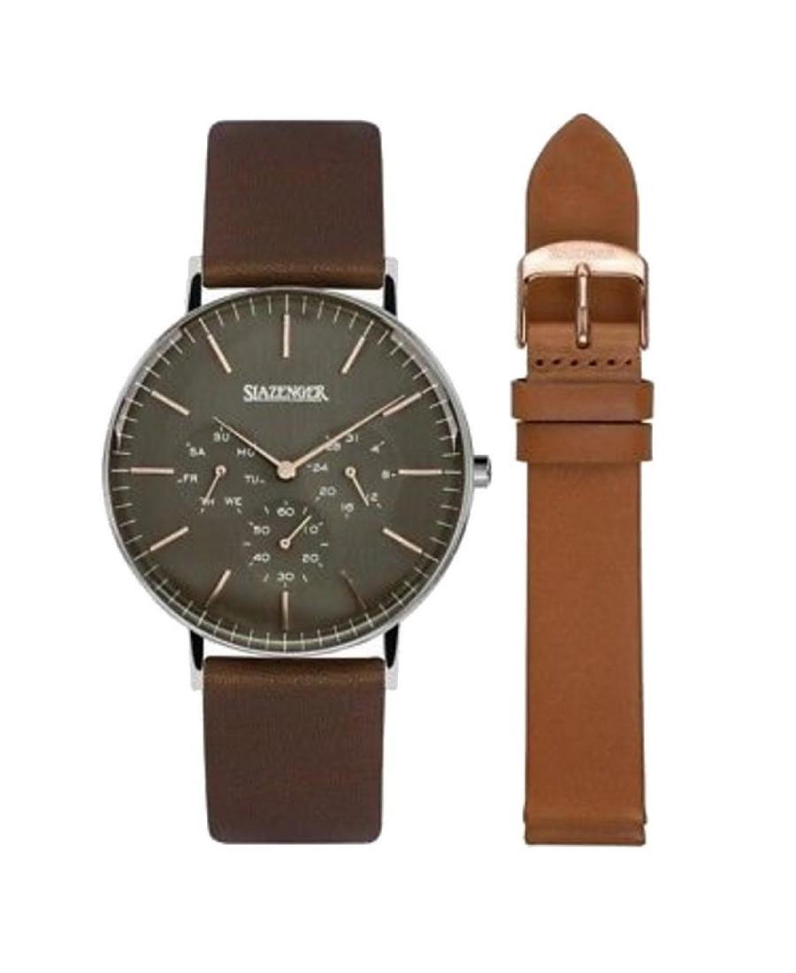 Vyriškas Klasikinis Kvarcinis Rodyklinis Watch SLAZENGER SL.9.1977.2.03 Rudas Dial 40mm