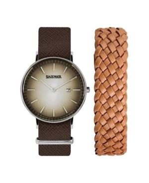 Men Klasické Quartz Analog Watch SLAZENGER SL.9.1970.1.02 Hnědá Dial 40mm