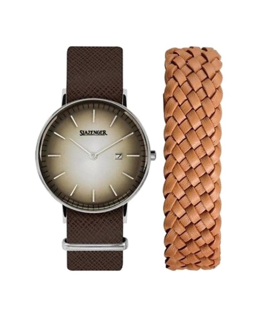 Vyriškas Klasikinis Kvarcinis Rodyklinis Watch SLAZENGER SL.9.1970.1.02 Rudas Dial 40mm