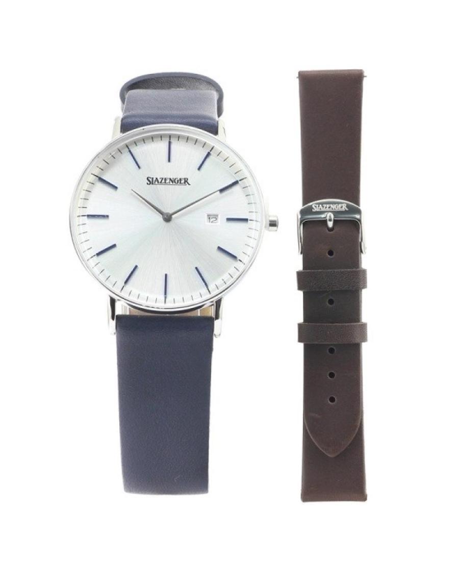 Men Klassisch Quartz Analog Watch SLAZENGER SL.9.1979.1.03 Silver Dial 40mm