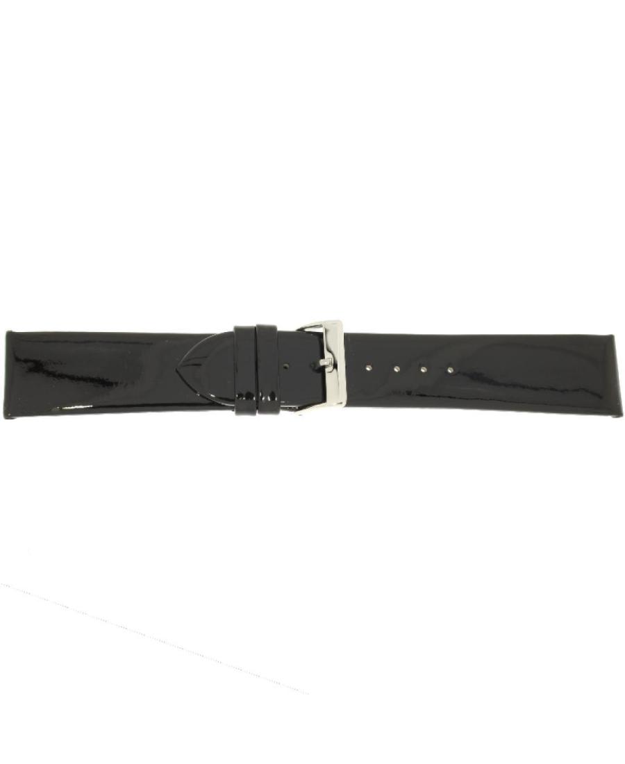 Watch Strap CONDOR Patent Leather 669R.01.22.W Black Schwarz 22 mm