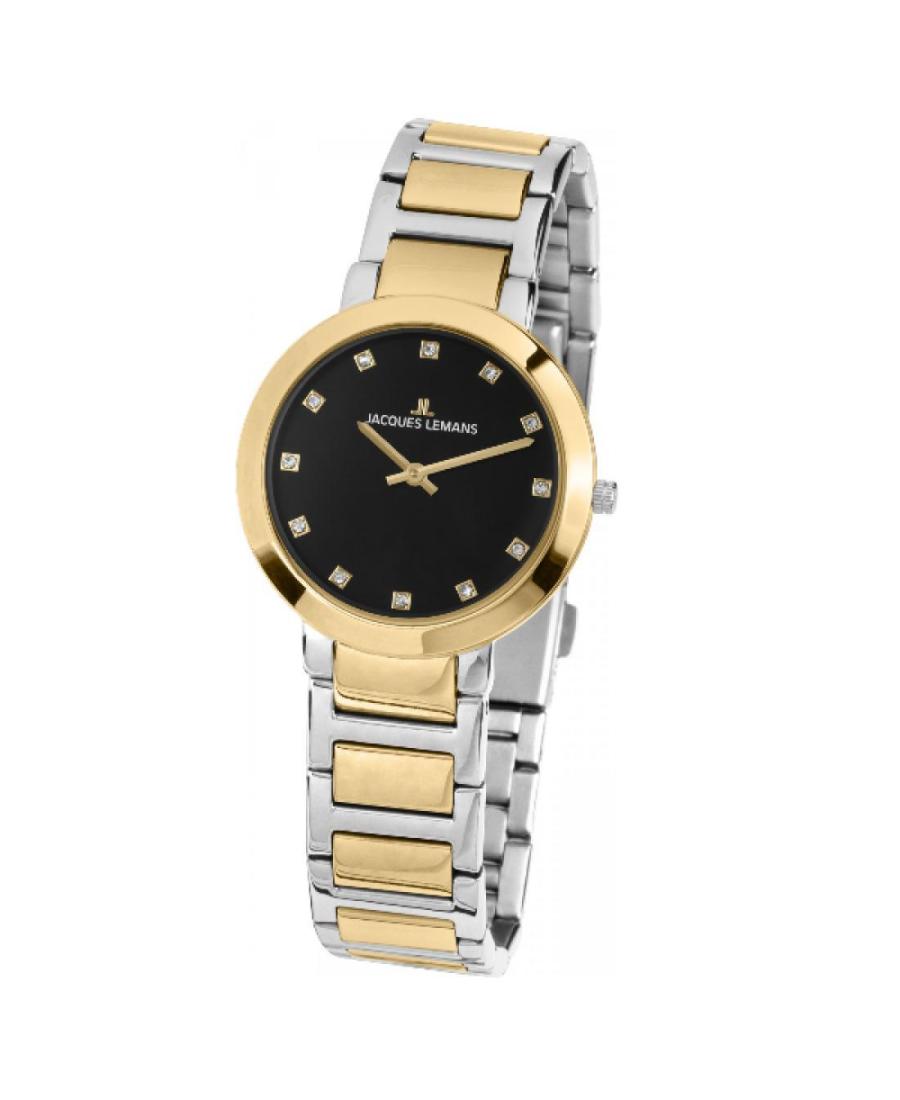 Women Klasické Quartz Analog Watch JACQUES LEMANS 1-1842.1I Černá Dial