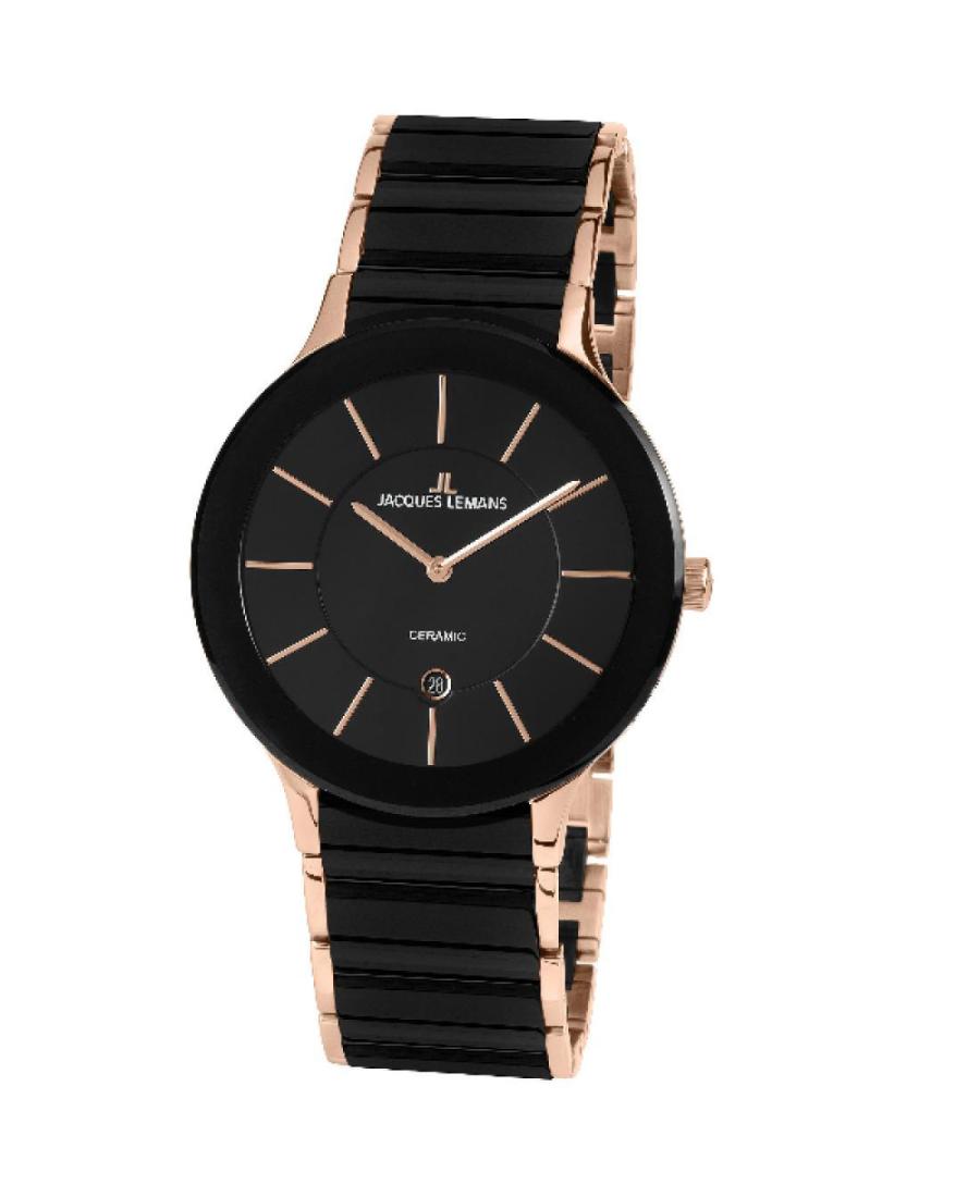 Men Klassisch Quartz Analog Watch JACQUES LEMANS 1-1855C Schwarz Dial