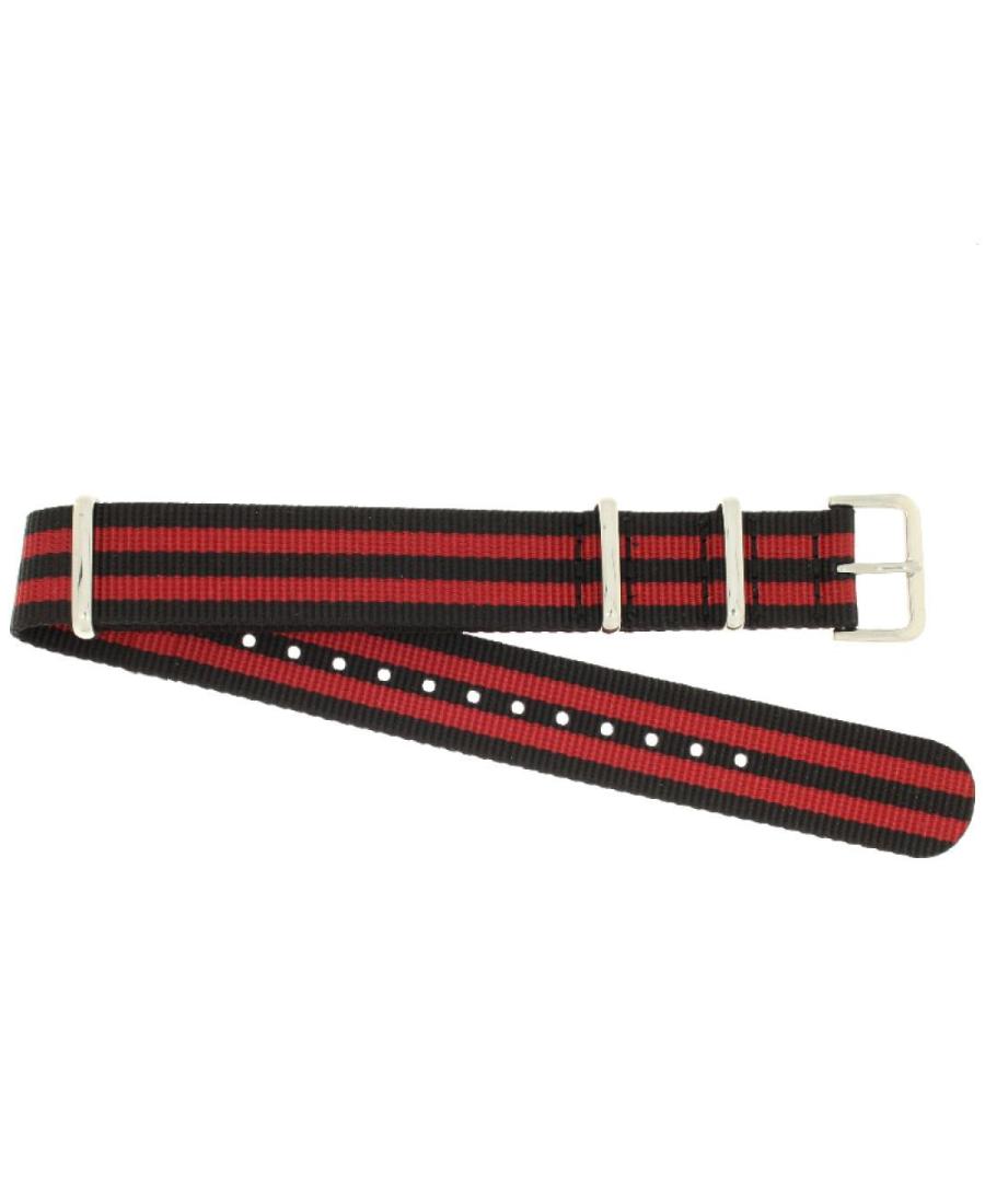 Watch Strap Woven miltary strap 111G.B/RSTP.20 Red Černá Textile Červená 20 mm