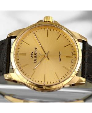 Men Klassisch Swiss Quartz Analog Watch BISSET BSCE35GIGX05BX Gold color Dial 42mm