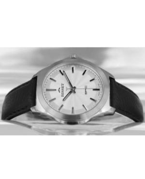 Men Klassisch Swiss Quartz Analog Watch BISSET BSCE40SISX03BX Silver Dial 42mm