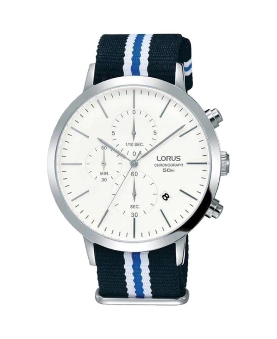 Vyriškas Klasikinis Japoniškas Kvarcinis Rodyklinis Watch Chronograph LORUS RM377DX-9 Balta Dial 43mm