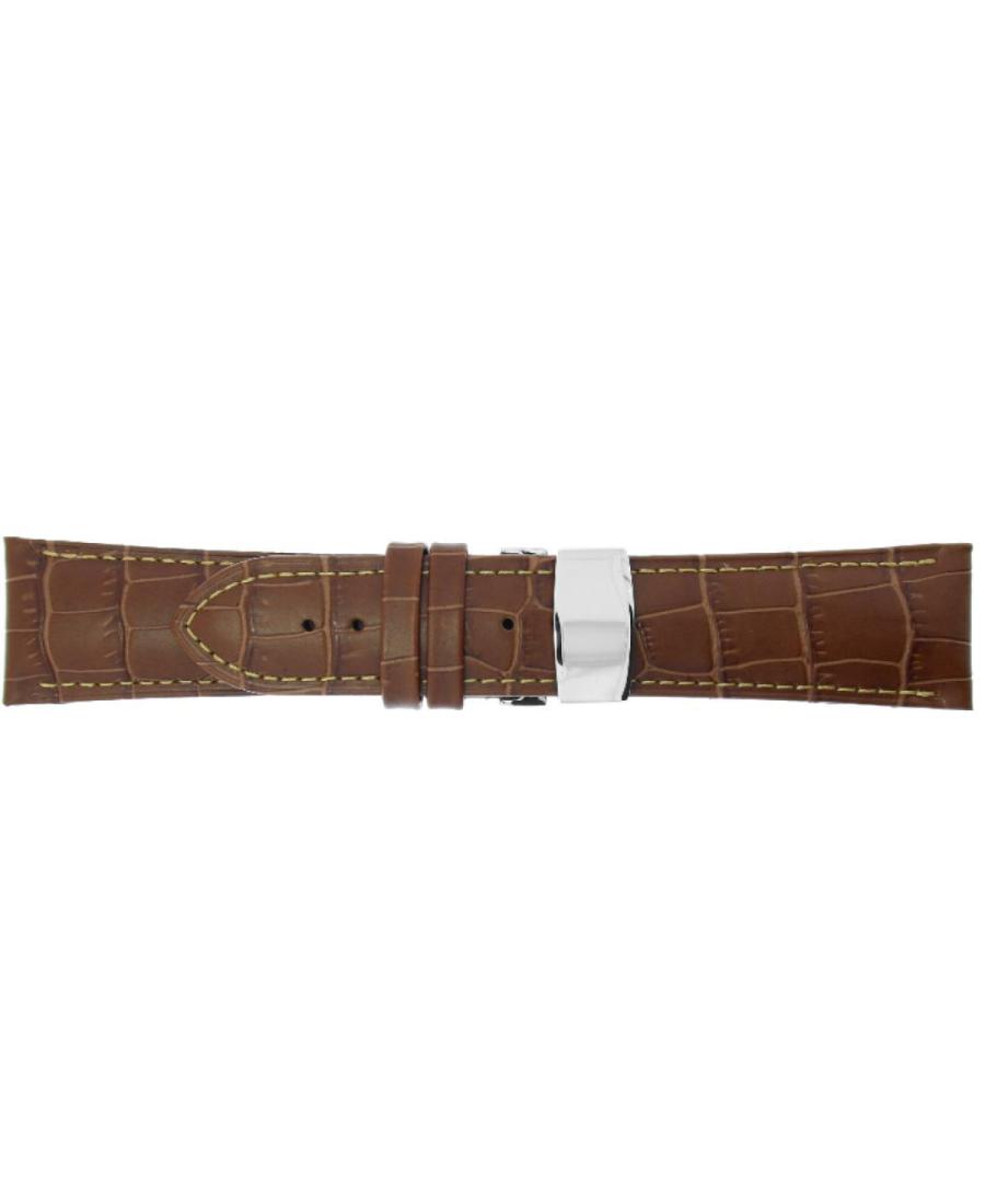 Watch Strap CONDOR Croco Grain strap with fold over buckle 631R.02.24.W Brown Braun 24 mm