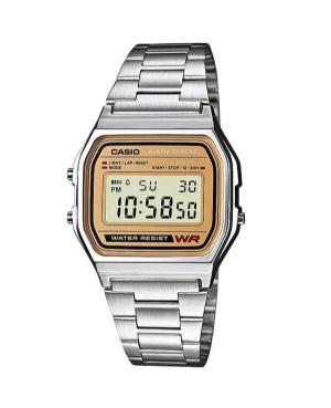 Men Functional Japan Quartz Digital Watch Alarm CASIO A158WEA-9EF Brown Dial 33mm