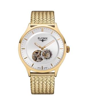 Men Klasické Automatic Analog Watch Skeleton ELYSEE ELS-15102M Silver Dial 40mm