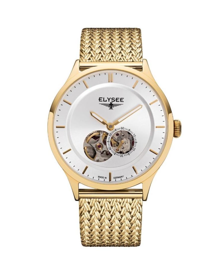 Men Klassisch Automatic Analog Watch Skeleton ELYSEE ELS-15102M Silver Dial 40mm