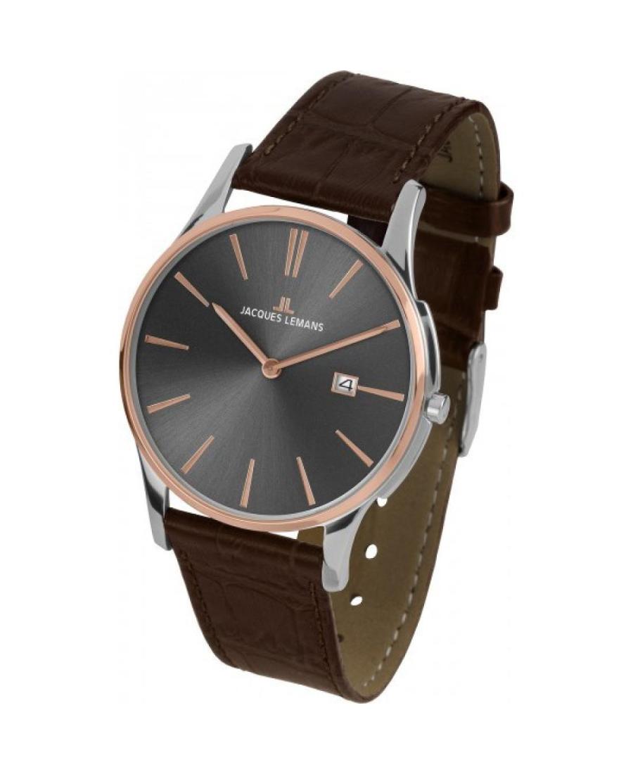 Men Klasické Quartz Analog Watch JACQUES LEMANS 1-1937E Silver color Dial 36mm