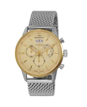 Men Klasické Swiss Quartz Watch Chronograph BISSET BSDE88TIGX05AX Gold color Dial 42mm