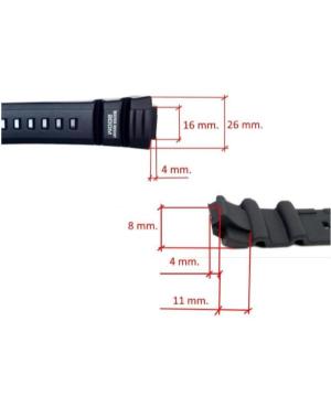Ремешок для часов CASIO 10302043 Пластик / Резина 16 mm Чёрный 26 мм изображение 2