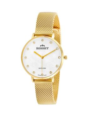 Moteriškas Klasikinis Swiss Kvarcinis Rodyklinis Watch BISSET BSBF32GISX03B1 Balta Dial 33mm